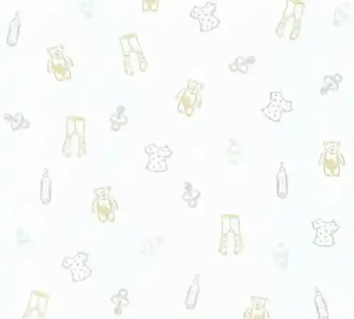 Detské vliesové tapety na stenu Little Stars 35845-2, rozmer 10,05 m x 0,53  m, medvedíky a oblečenie krémovo-strieborné, A.S.Création | BIANO