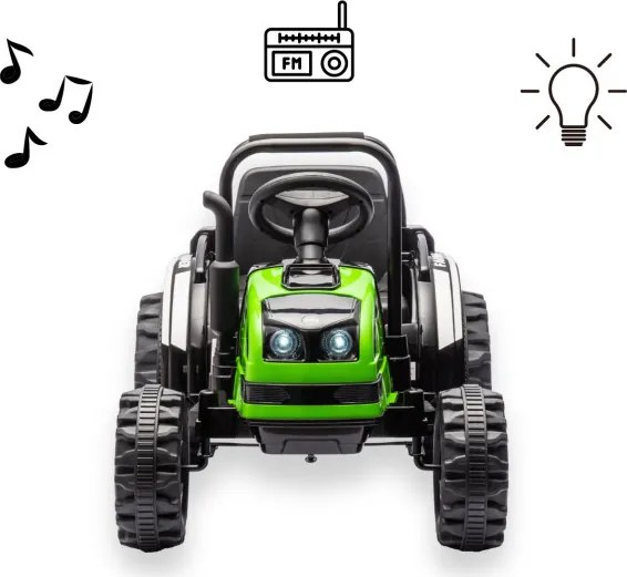 Elektrický traktor s prívesom Farmer zelený