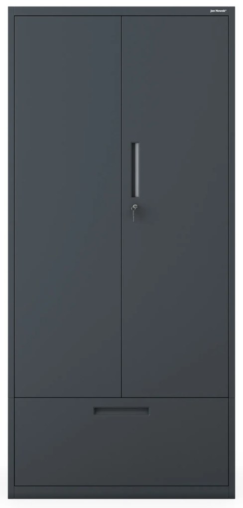 Kovová skriňa MEGAN – antracitová, zásuvka na dokumenty, 195 cm