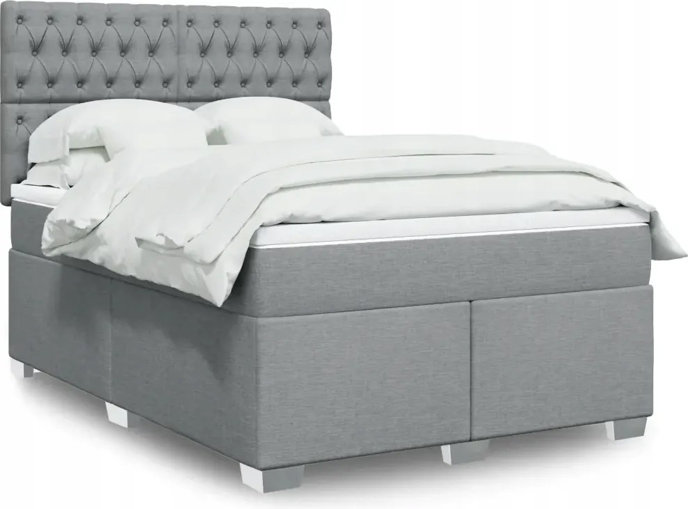 vidaXL Boxspring posteľ s matracom svetlosivá 100x200 cm látka
