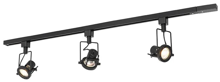 Priemyselný koľajnicový systém s 3 reflektormi 1-fázový čierny - Suplux