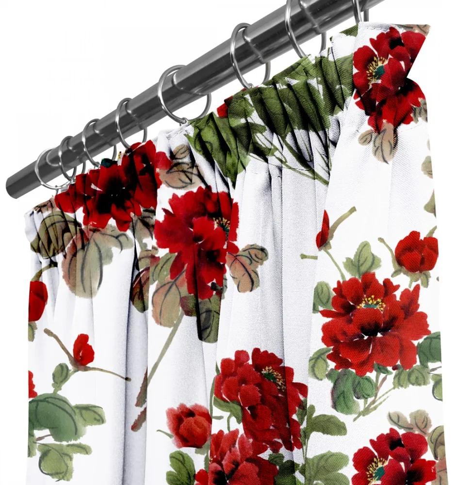 Hotový záves na riasiacej páske MIGD116 červené kvety