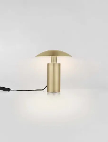 LED mosadzno-zlatá stolná lampa Karpos