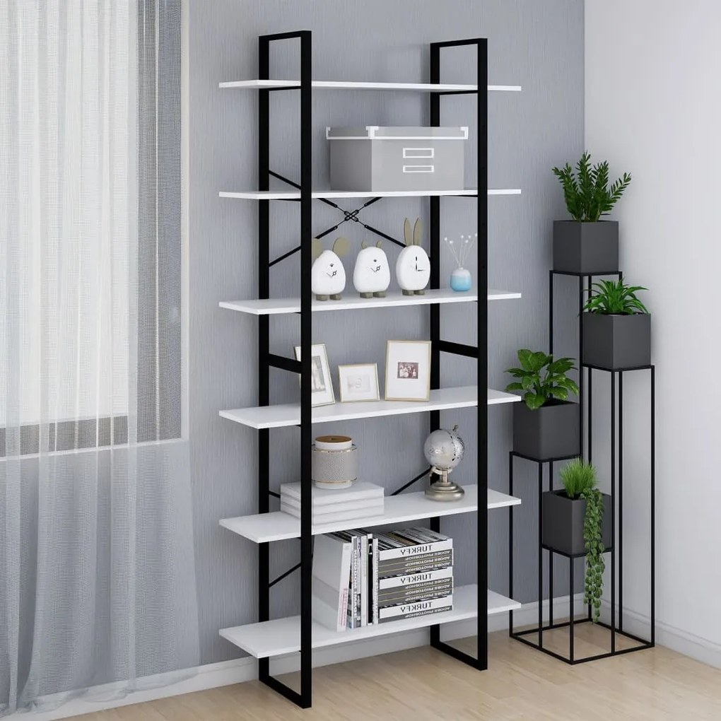 vidaXL Vysoký regál biely 100x30x210 cm drevotrieska