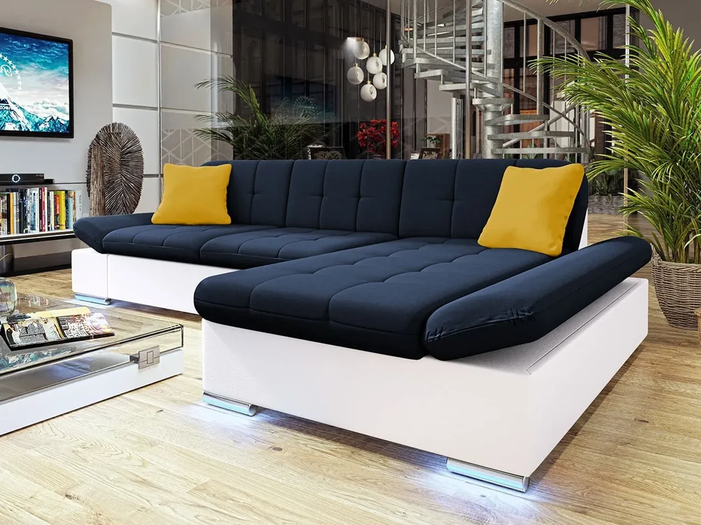 Rohová sedačka Laviva LED, Dostupné poťahy: ekokoža Soft 017 + Uttario Velvet 2967 + Uttario Velvet 2959, Strana: pravá