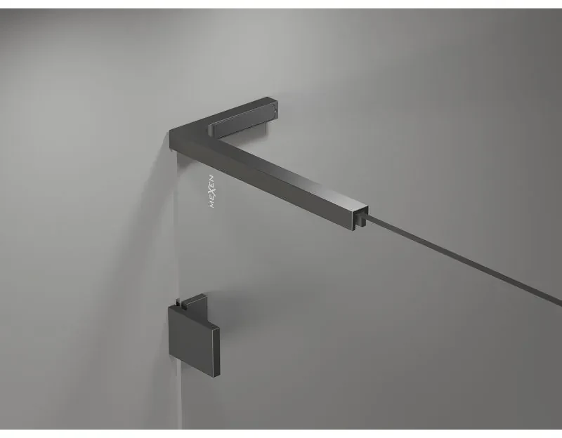 Mexen Lunar, L Duo výklopný sprchový kút 110 x 75 cm, 8mm číre sklo, grafitový profil, 834L-110L-075P-95-00