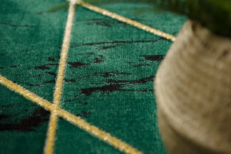 Dywany Łuszczów, Kusový koberec Emerald geometric 1012 green and gold kruh, 200x200 (priemer) kruh, zelená, chodba / predsieň