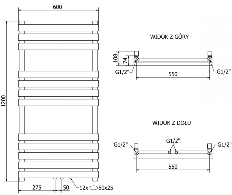 Mexen Jowisz, elektrické vykurovacie teleso 1200 x 600 mm, 600 W, čierna, W107-1200-600-2600-70