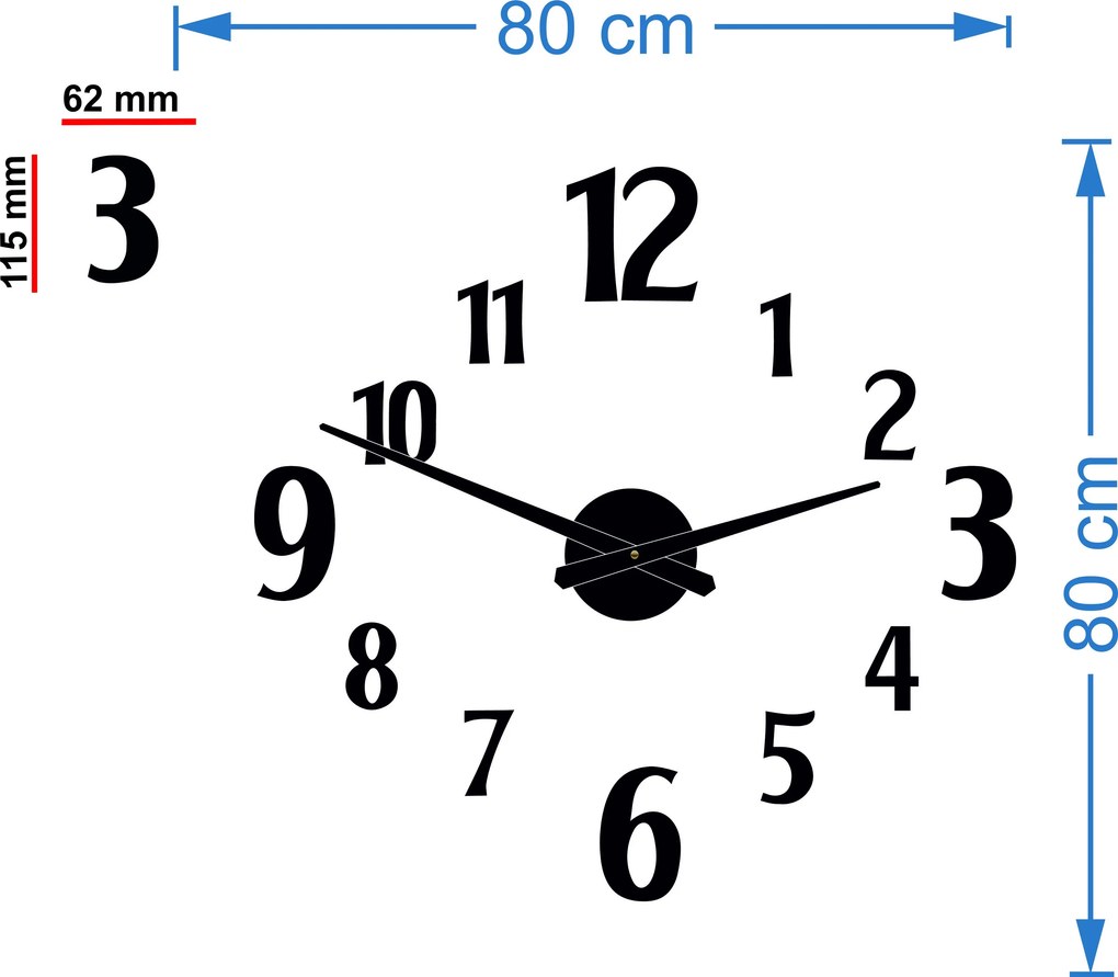 SENTOP | Moderné nalepovacie hodiny na stenu | Sentop 12P024-Wall clock HEU- analógové