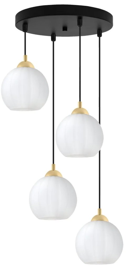 Závesné svietidlo Costa, 4x biele sklenené tienidlo, b/g, o