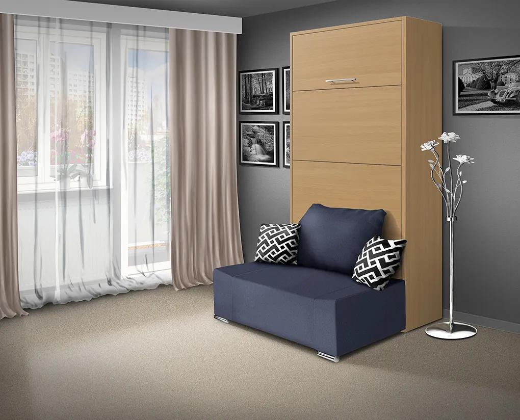 Nabytekmorava Sklápacia posteľ s pohovkou VS 21058P 200x90 farba pohovky: Hnedá, Typ farebného prevedenia: Buk / dvere biele LESK