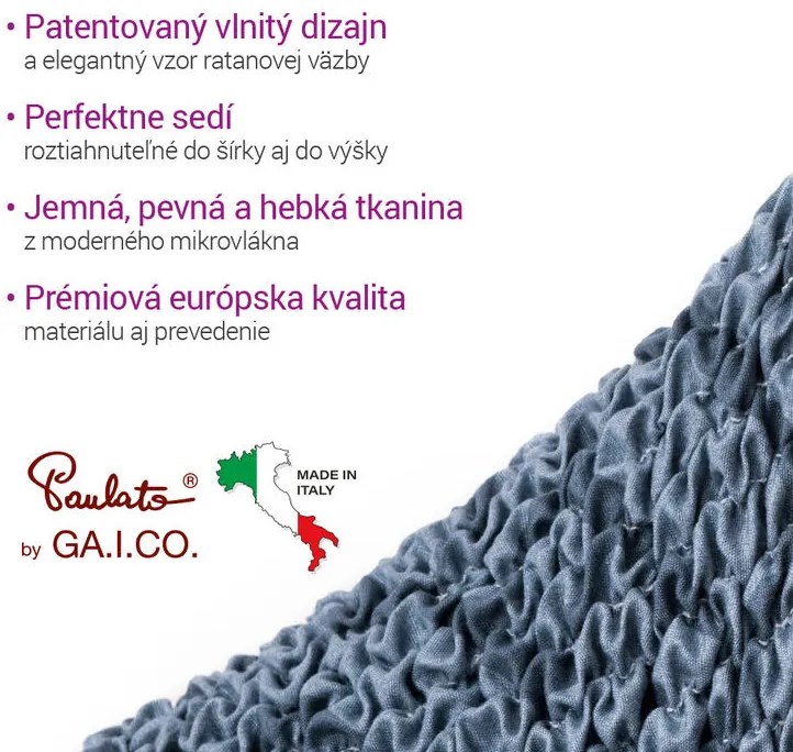 Bielastické poťahy VENEZIA modrá kreslo ušiak (š. 60 - 110 cm)