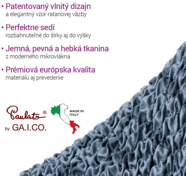 Bielastické poťahy VENEZIA modrá trojkreslo (š. 170 - 220 cm)