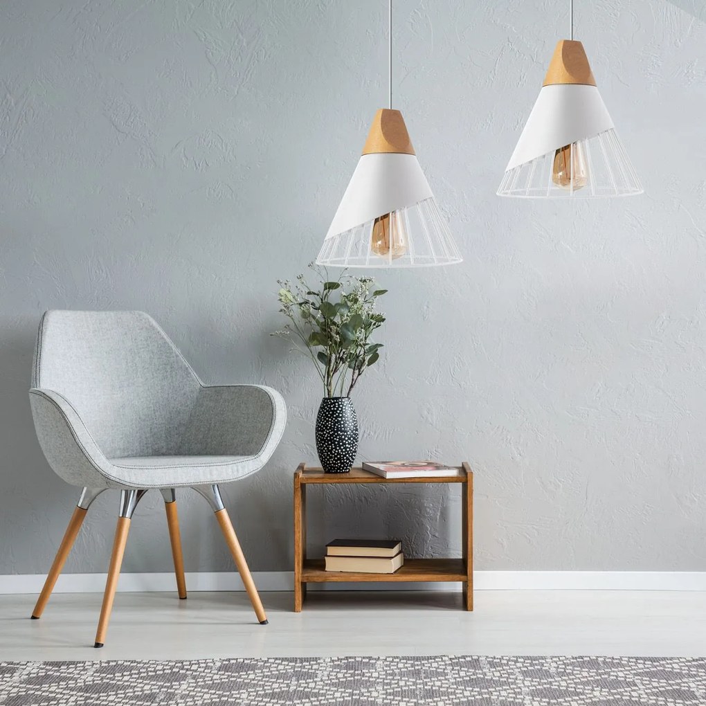 Toolight Toolight, závesná stropná lampa 1xE27 APP226-1CP, biela-hnedá, OSW-00893
