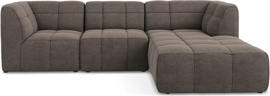 Hnedá rohová pohovka z textílie buklé (pravý roh/s leňoškou) Aloha – Makamii