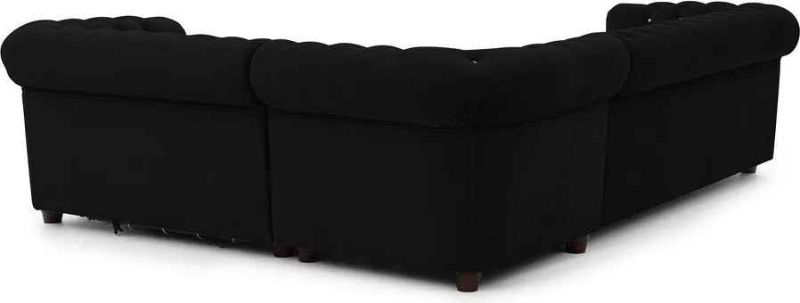 Čierna zamatová rozkladacia rohová pohovka (pravý roh/do L) York Blik – Ropez