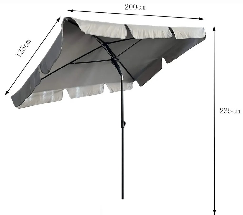 Záhradný slnečník FLOKS 200x125 cm svetlosivý