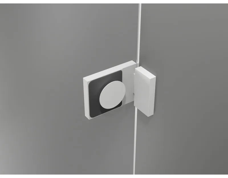 Mexen Lunar, L pravý polkruhový sprchový kút 90 x 70 cm, 8mm číre sklo, biely profil, 833L-090P-070L-20-00