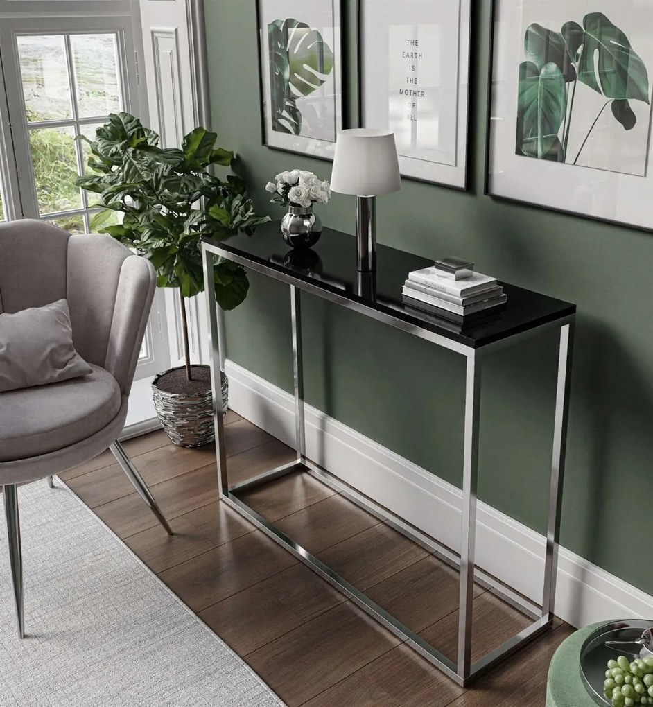 KONZOLA BELLA ČIERNY LESK + CHRÓM