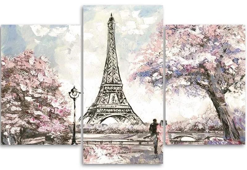 Gario Obraz na plátne Maľovaná Eiffelova veža - 3 dielny Rozmery: 60 x 40 cm