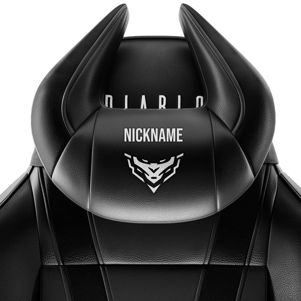 Záhlavný vankúšik Diablo Chairs X-Horn s Vašou výšivkou čierny