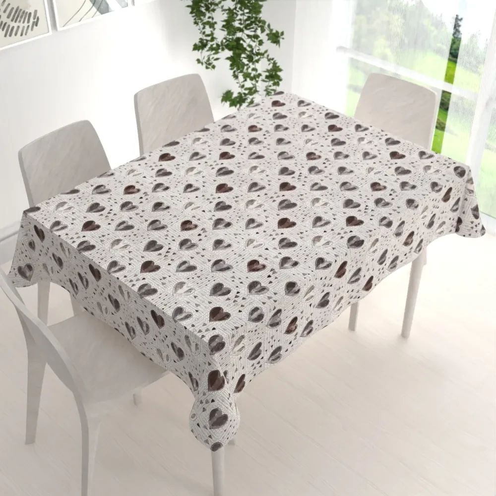 Biante Bavlnený obdĺžnikový obrus Sandra SA-027 Tmavé srdce na smotanovom 140x220 cm