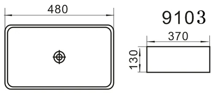 Erga Kamilah, umývadlo na dosku 480x370x130 mm, biela lesklá, ERG-V03-9103B-WH