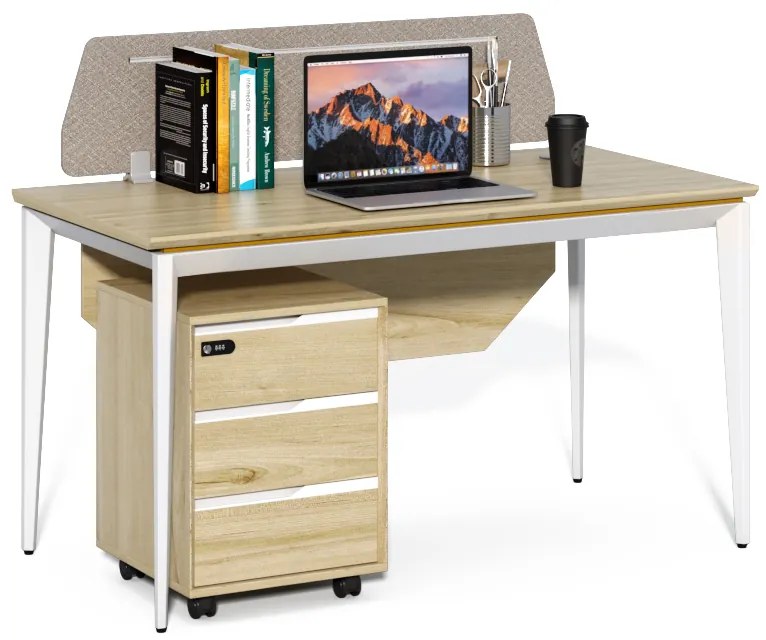 Kancelársky stôl s kontajnerom Houseland Profit Max 01 1407 dub/biely