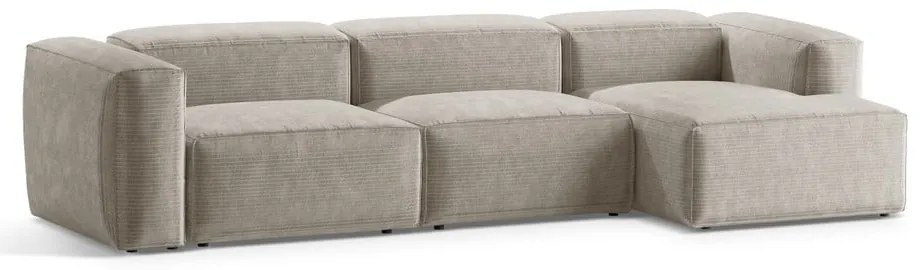 Béžová menčestrová rohová pohovka (pravý roh/s leňoškou) Bergano – Cosmopolitan Design