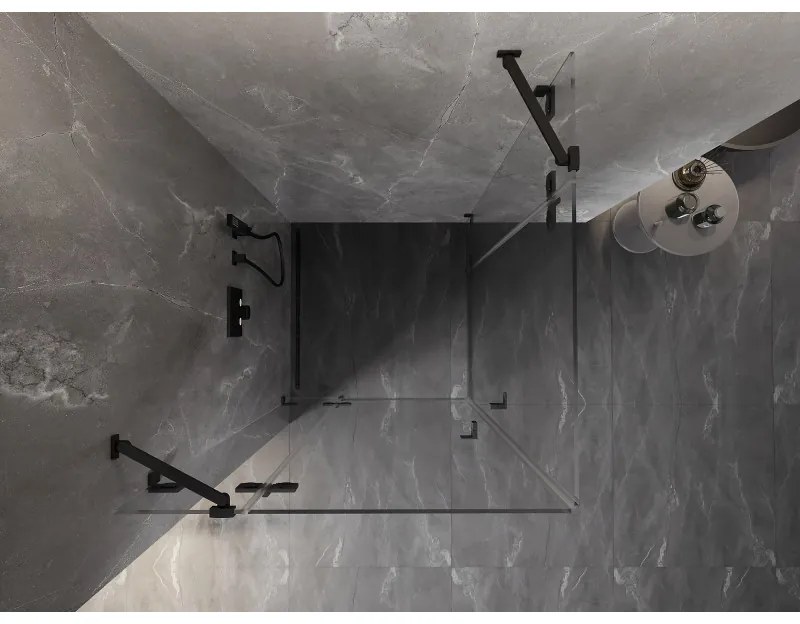 Mexen Lunar Duo, výklopný sprchový kút 95 x 95 cm, 8mm číre sklo, čierny profil, 834-095L-095P-70-00