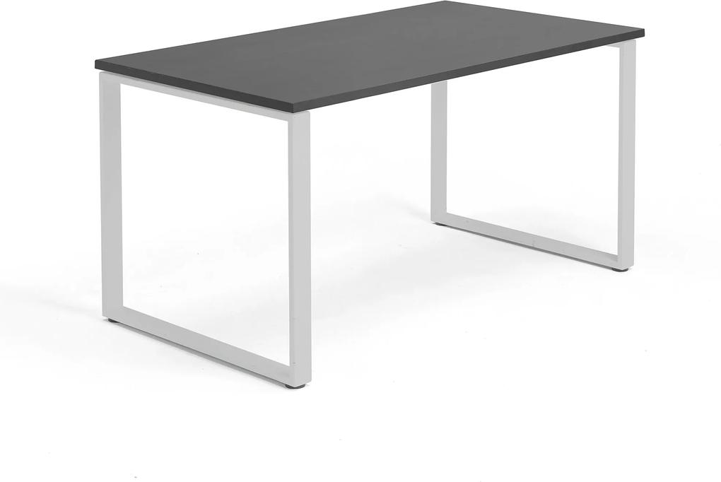 Kancelársky pracovný stôl Modulus, O-rám, 1400x800 mm, čierna/strieborná