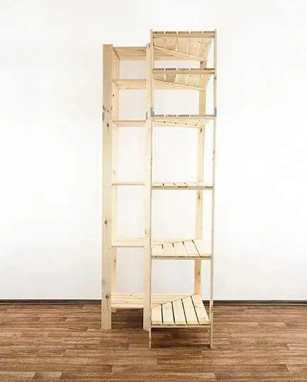 REGÁL DREVENÝ ROHOVÝ Maxi 6W 230x85x50 - BOROVICA