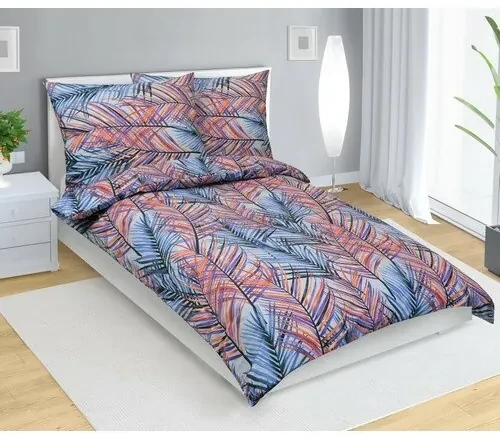 Bellatex Bavlnené obliečky Papradie modrá, 140 x 200 cm, 70 x 90 cm