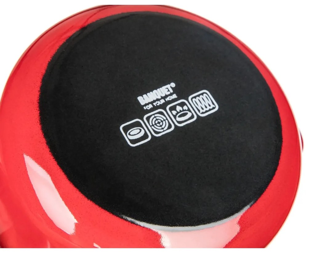 Banquet Smaltovaný hrniec s pokrievkou Milton red, 12 cm, 0,78 l, 12 cm