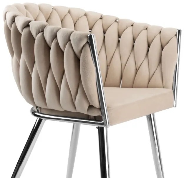 Jedálenská stolička COFTON zamatová, strieborná / béžová