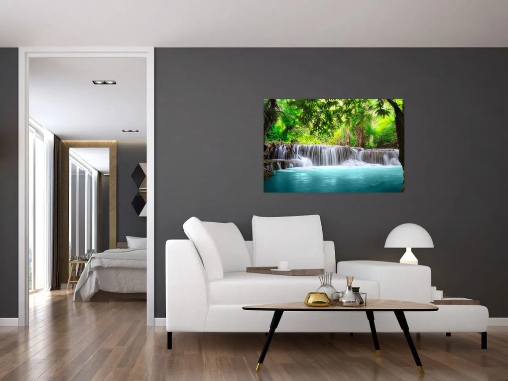 Obraz - Vodopád, tyrkysový (90x60 cm)