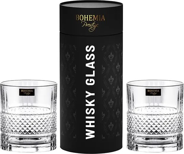 BOHEMIA PRESTIGE ELEGANTE POHÁR NA WHISKY V TUBE 320ML SADA 2KS