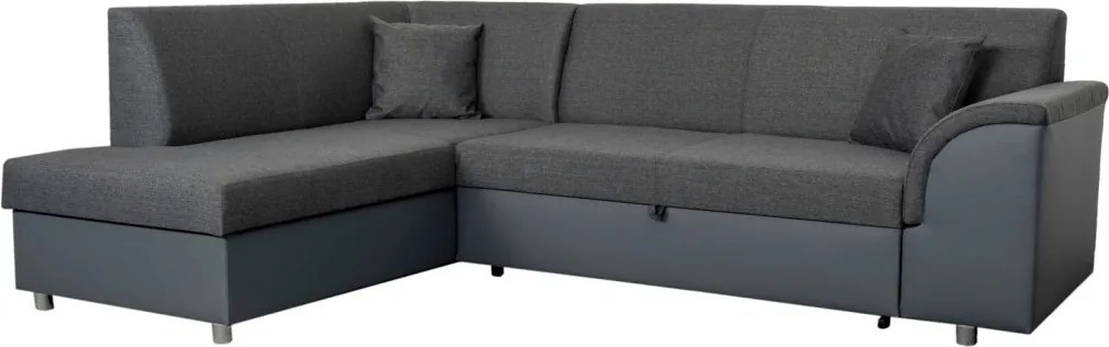 Rohová sedacia súprava Bernett, antracitová ekokoža/sivá tkanina, ľavý roh