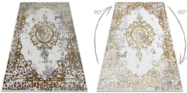 Koberec ALLURE 1961 ornament / rám, štruktúrovaný / štýlový / glamour, zlatý / biely