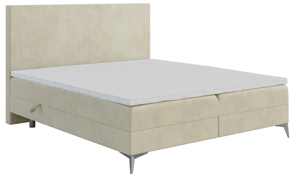 Jednolôžková posteľ Boxspring 120 cm Ricky (svetlobéžová) (s matracom a úl. priestorom). Vlastná spoľahlivá doprava až k Vám domov. 1043429