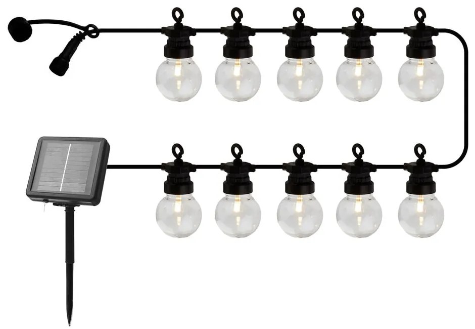 Svetelná reťaz počet žiaroviek 10 ks so solárnym panelom dĺžka 300 cm Lucas Clear – Sirius