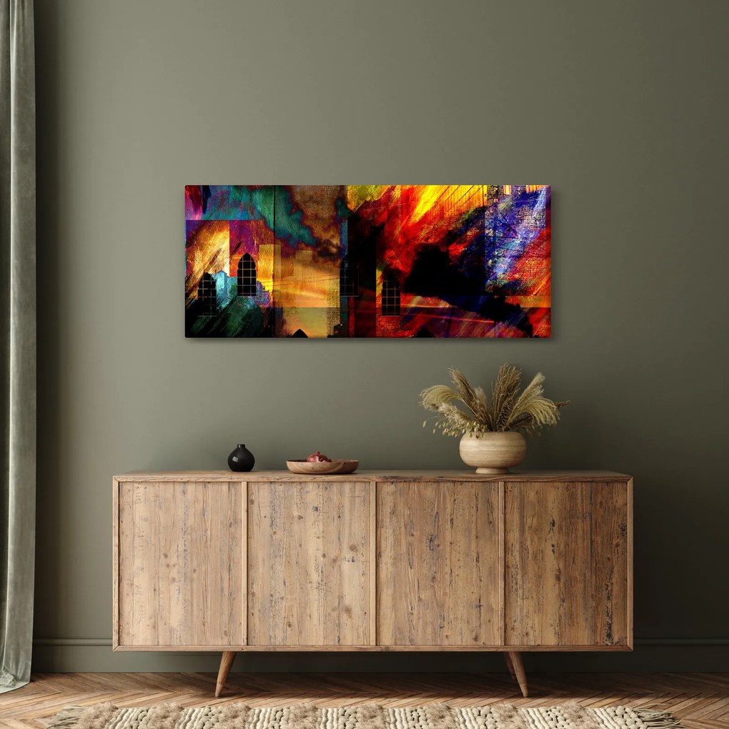 Obraz - Farebná abstrakcia mesta (120x50 cm)