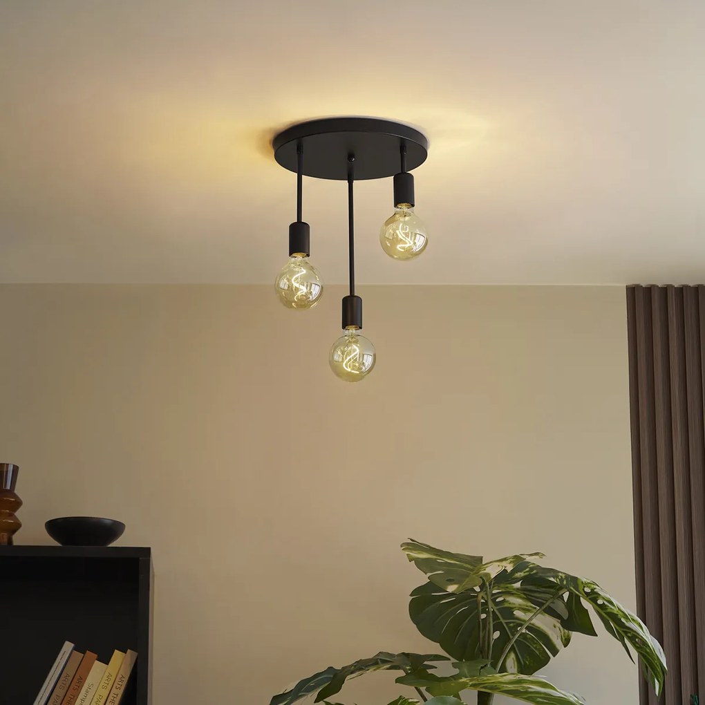 Moderné stropné svietidlo čierne 3-svetlo - Facil