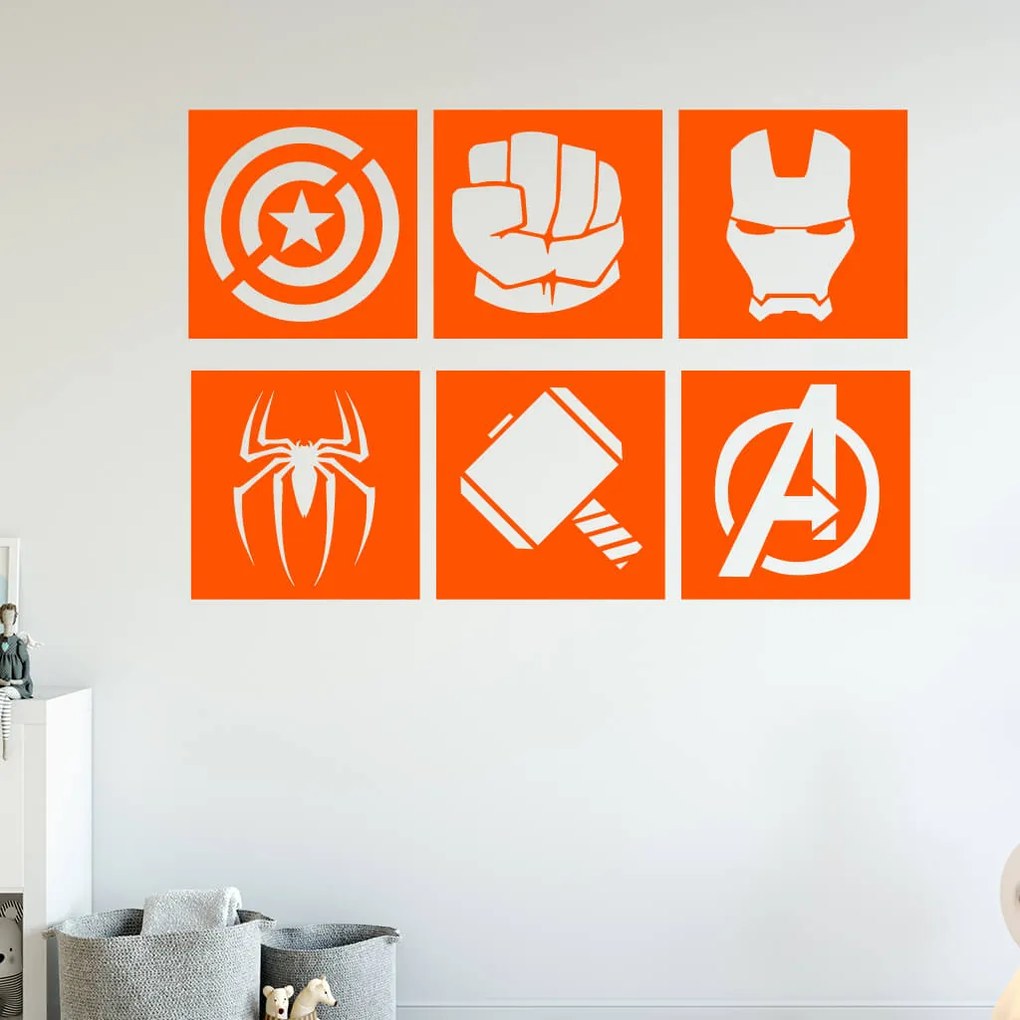 Veselá Stena Samolepka Znaky Avengers sada Farba: červená, Veľkosť: 100 x 68 cm