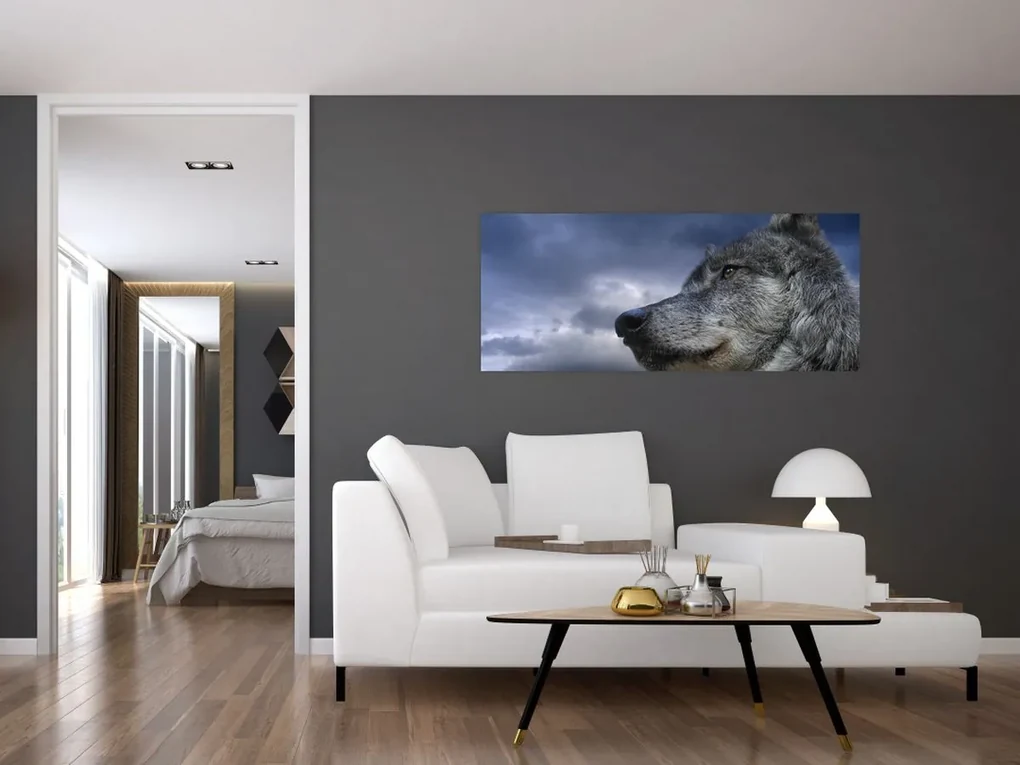 Obraz - Vlčia hlava (120x50 cm)