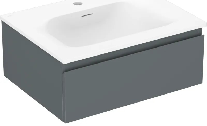 Mexen Orio, kúpeľňová skrinka 60 cm s umývadlom Vela, 1 zásuvka, grafitová matná/biela matná, 91A10-06023-1-BF66-W23M01