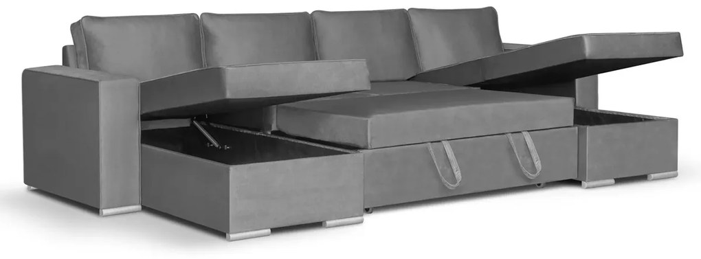 Rohová sedacia súprava s funkciou spania PANORAMO-U Oranžová