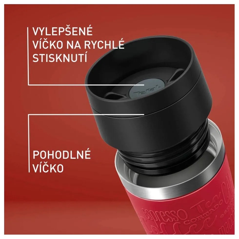 Červený cestovný hrnček 360 ml – Tefal