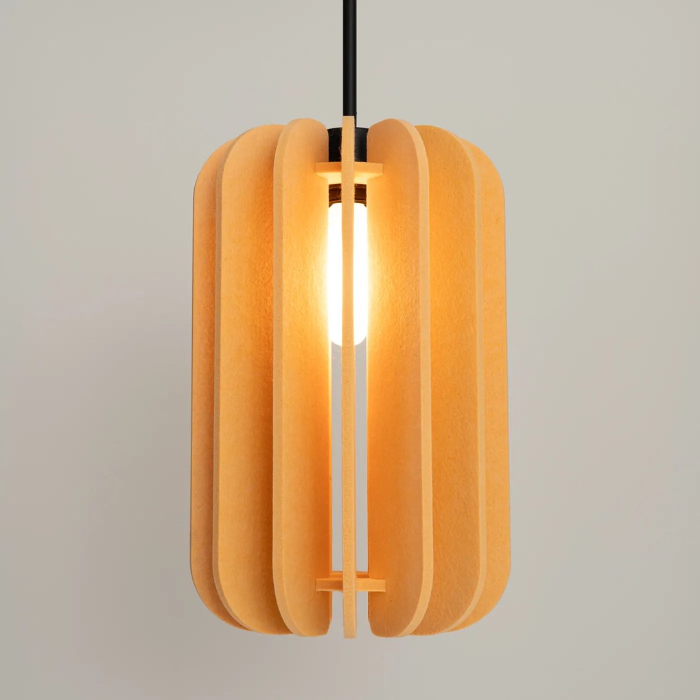 Závesné svietidlo Mula, 1x žlté plstené tienidlo, (fi 27cm)