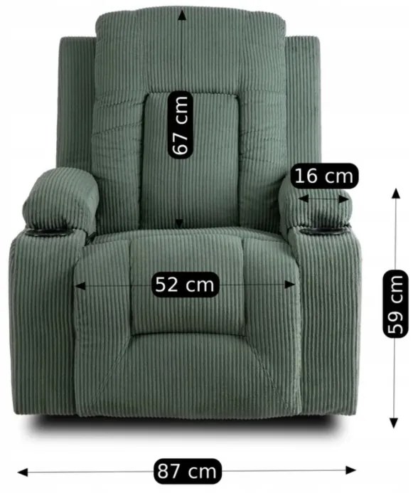 JAKS Masážne kreslo zelené menčester Box